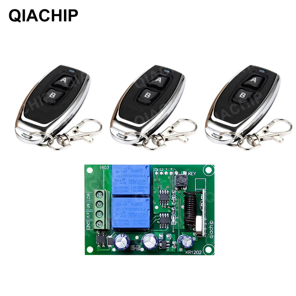 

QIACHIP 433Mhz Universal Wireless Remote Control Switch DC 12V 2CH RF Relay Receiver Module RF Remote Controllor Transmitter