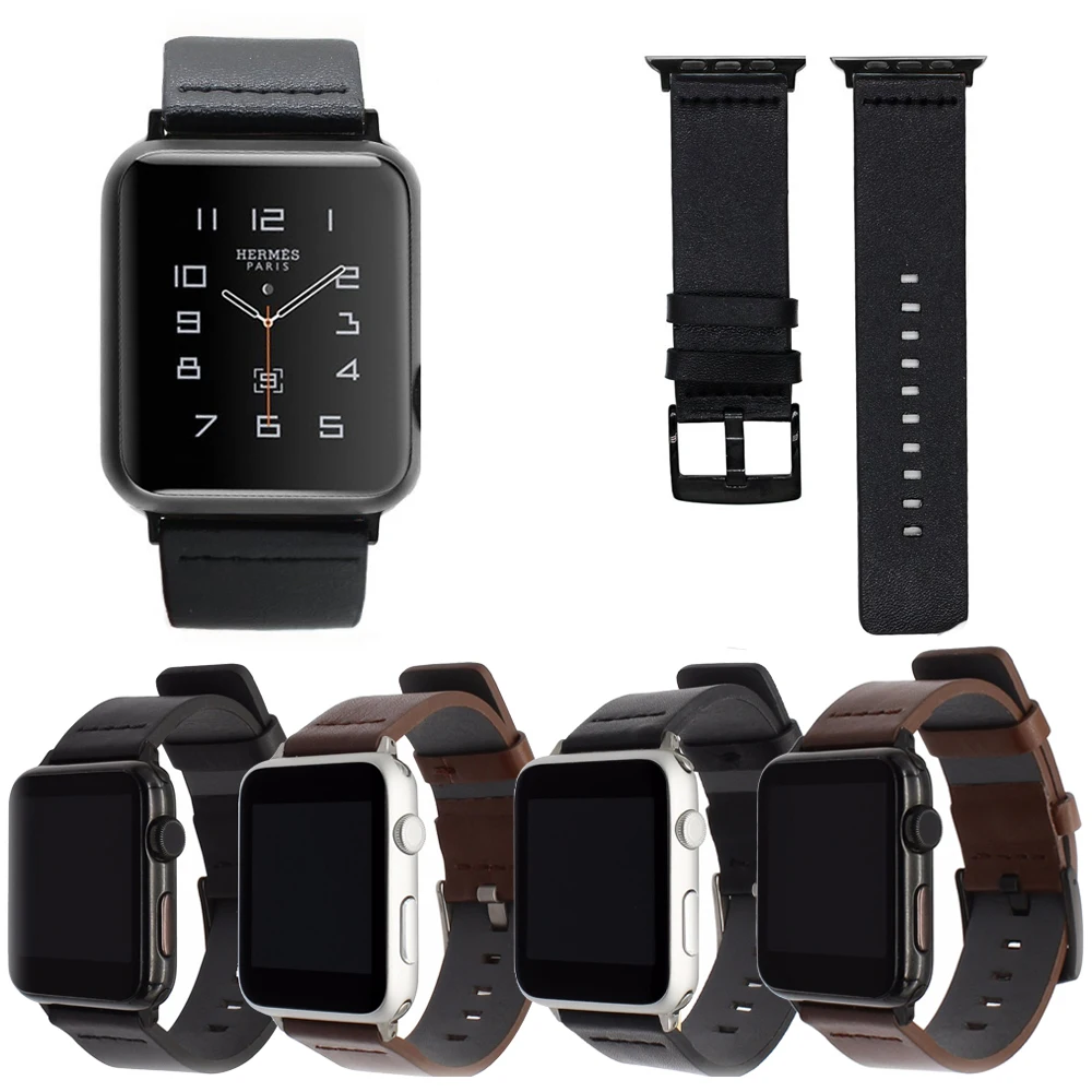 2 цвета хит продаж кожаный ремешок для часов Apple Watch Series 4/3/2/1 спортивный браслет 42 44