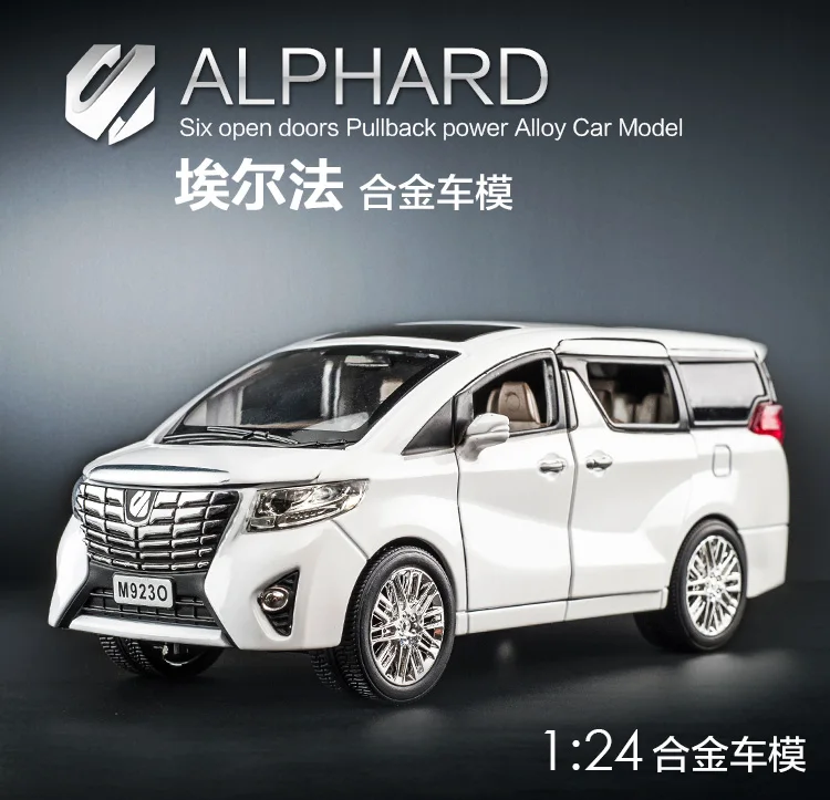 Высокая симитация 1:32 Toyota Alphard MPV модель сплава Вытяните назад Модель автомобиля Вытяните назад звуковой светильник Музыка Дети литые игрушки коллекция