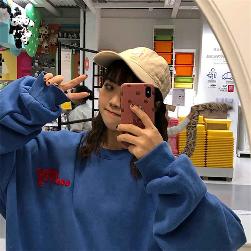 Harajuku/японская Женская толстовка с капюшоном; забавные корейские Топы; женская и мужская одежда; пуловер с длинными рукавами; Свободный джемпер; толстовка с капюшоном для девочек