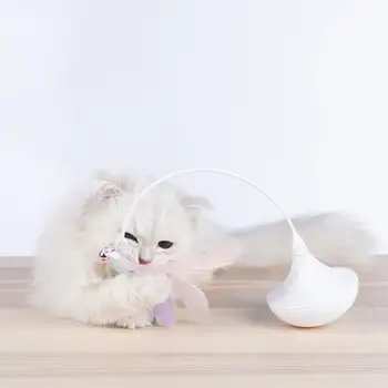 

Cat electric toy Interactive Feather Toy For Cats Pet Self Play Automatic Cat Ball With Bell Funny Cat Stick Interactive Toy
