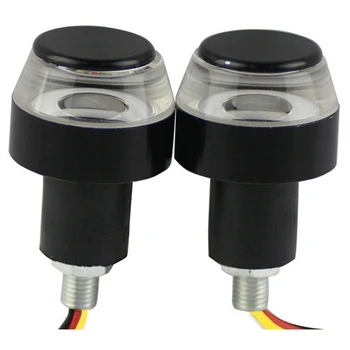 

2X Motorcycle Turn Signal Light Yellow White Moto Handle Lamp Handle Bar End Indicator