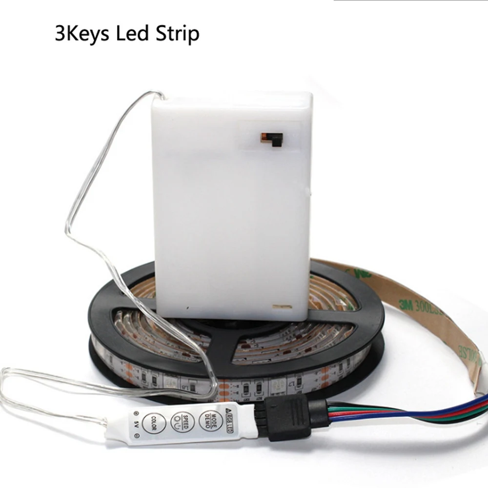 Лента RGB Светодиодная лента на батарейках SMD 5050 водонепроницаемая лента с ИК-радиочастотным пультом дистанционного управления на батарейках светодиодная лента Fita