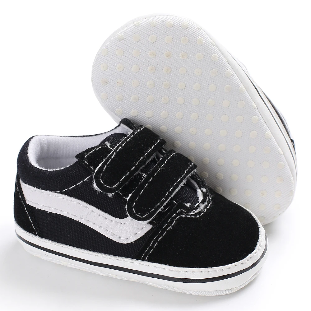 Повседневная детская обувь для новорожденных мальчиков; модная однотонная хлопковая парусиновая обувь на мягкой подошве на липучке; модная обувь для малышей