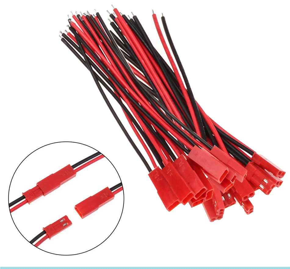 Conector JST Macho Y Hembra Con Cables - 10cm Cada Cable, Sin Marca, Nuevo, Para Electrónica