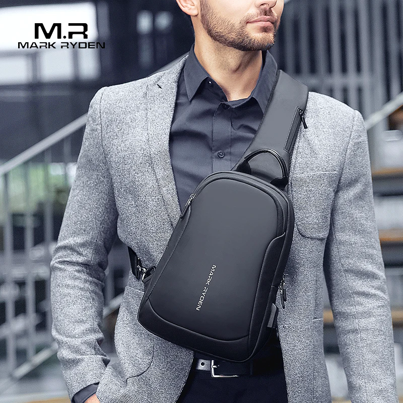 Mark Ryden Multifunction Crossbody Men Bags Waterproof USB Charging Sling Pack Short Trip Messengers Shoulder Bag Male