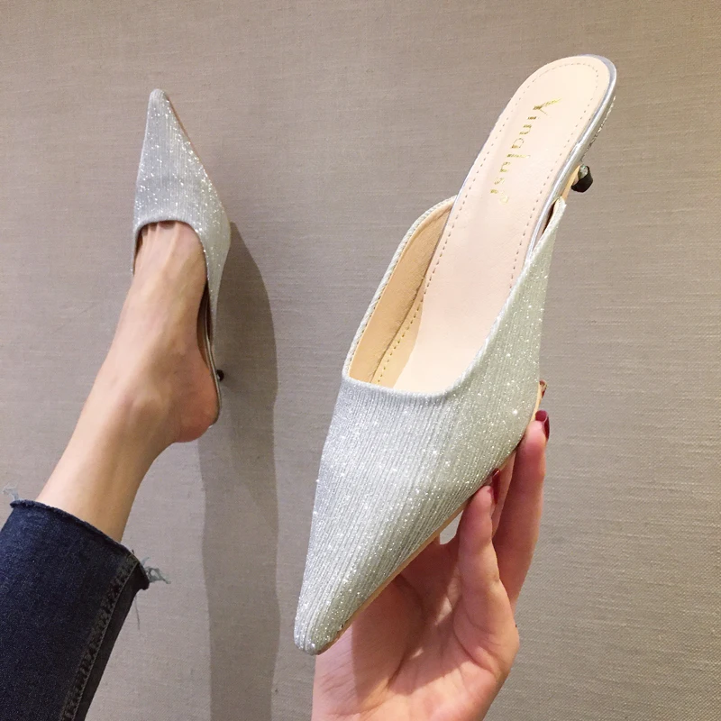 Dames Schoenen Lage Hak Casual Slingback Pumps Sandalen Zomer Slippers  Elegante Spitse Neus Hoge Hakken Vrouwen Slingback Zilveren Schoenen -  AliExpress