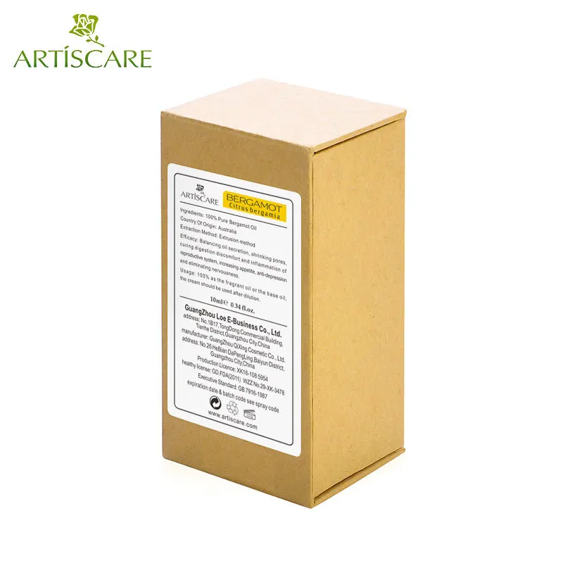 ARTISCARE 100% чистое эфирное Масло Бергамота 10 мл прозрачное масло для кожи контроль