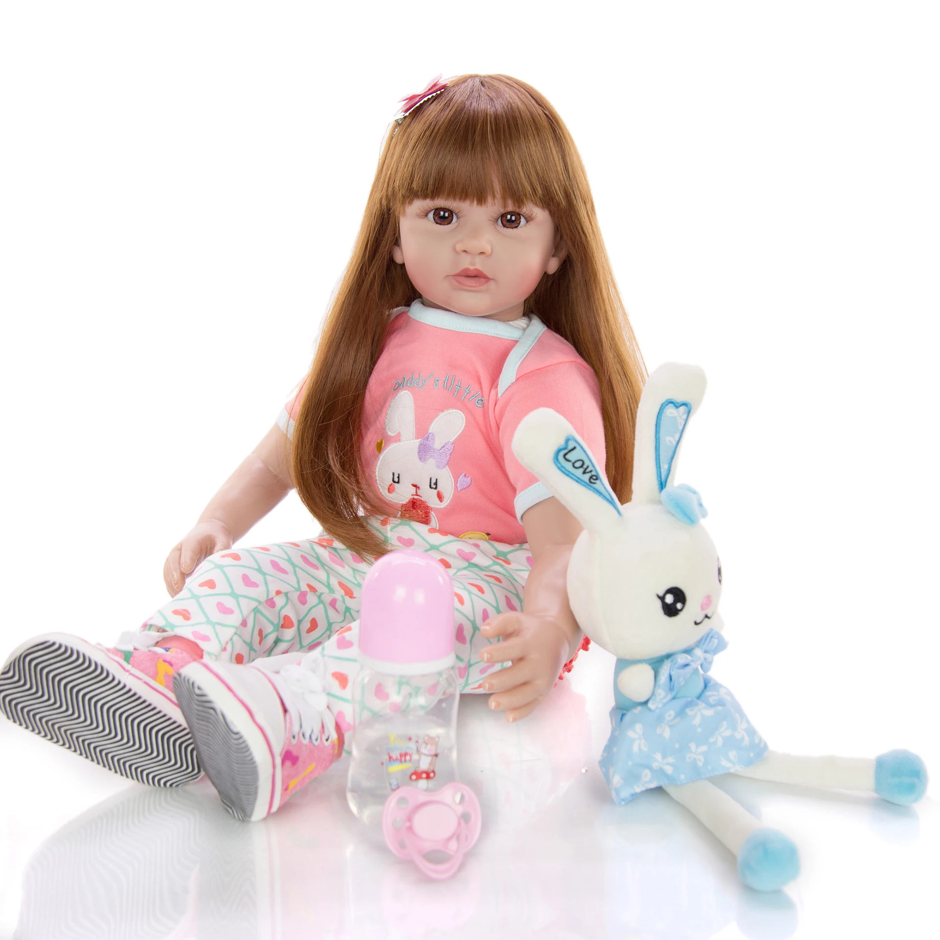 KEIUMI Baby Reborn Real Menina, 60 см, силиконовые детские куклы, подарки на день рождения, модные мягкие куклы, игрушки с кроликом, Playmate