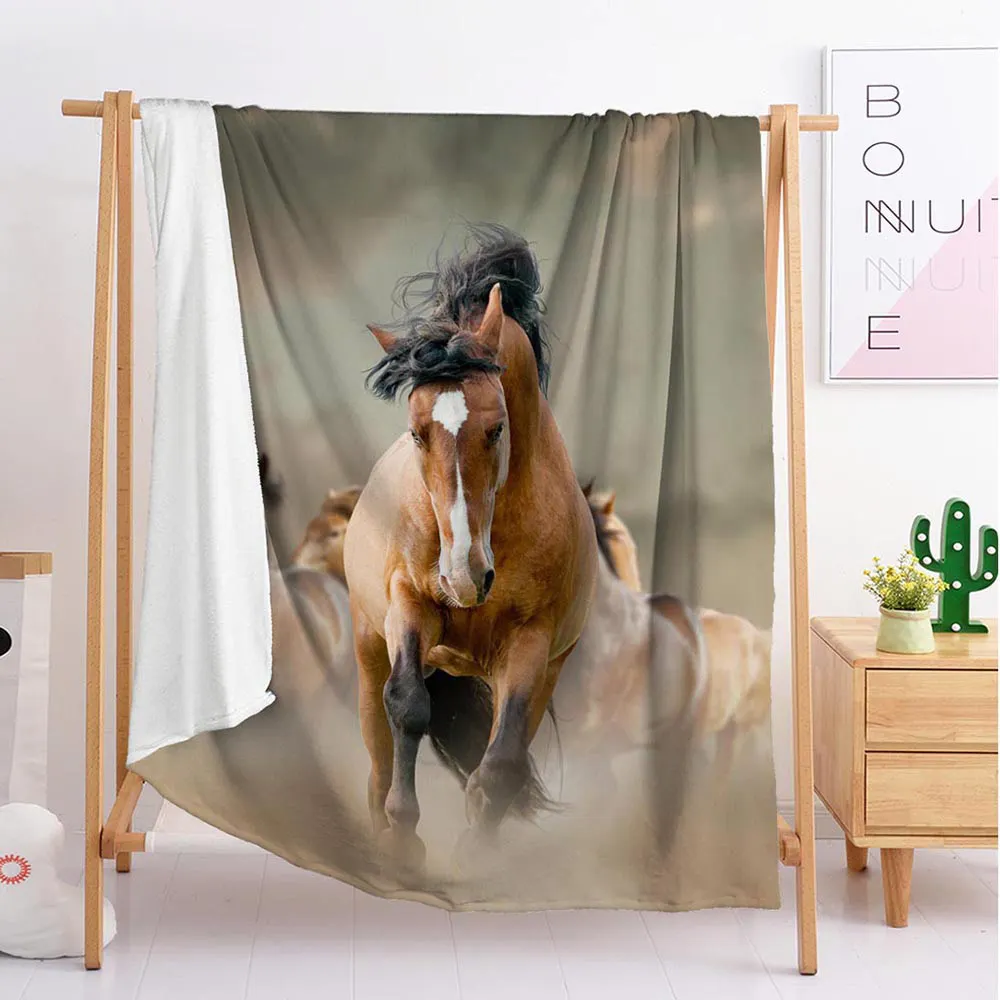 

A running horse animal Custom blankets Large and small size throw blanket tapestry sleeping blanket flannel blanket bedding