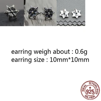 

E01-5 S925 sterling silver earrings retro personality punk hip-hop style six-pointed star shape couple birthday gift new hot