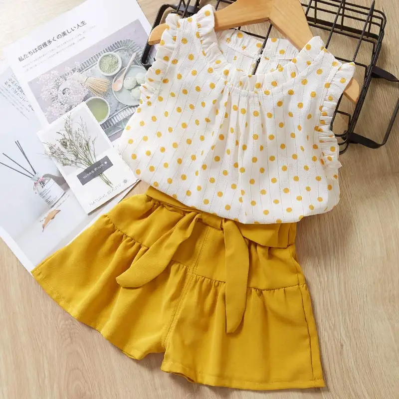 AY264Yellow Melario / комплекты одежды для девочек Новинка года; брендовая летняя одежда для девочек белая футболка с короткими рукавами и рисунком+ брюки ; комплект из 2 предметов ; детская одежда - Цвет: AY264Yellow