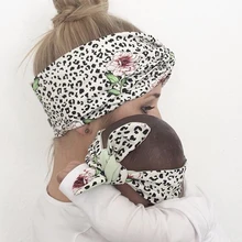 

Mom and Baby Turban Set Newborn Bunny Rabbit Ear Headband Infant Cotton Floral Bow Headwrap Knot Headbands for Women and Kids