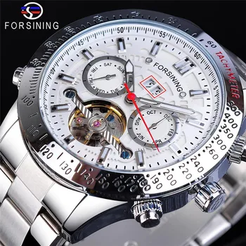 

Top brand forsining fashion casual men automatic mechanical watches calendar tourbillon multi-function waterproof wristwatch