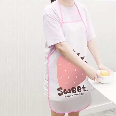 Cute Fruit Oil Resistant WOMEN'S Apron PVC Korean-style-Style Kitchen Cooking Half-length Adult Sleeveless Apron