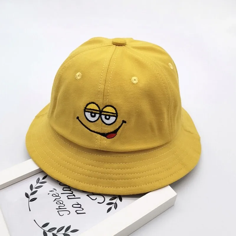Детская шапка, Повседневная модная Детская кепка, милая мультяшная вышитая шляпа-ведро, детский подарок - Цвет: Цвет: желтый