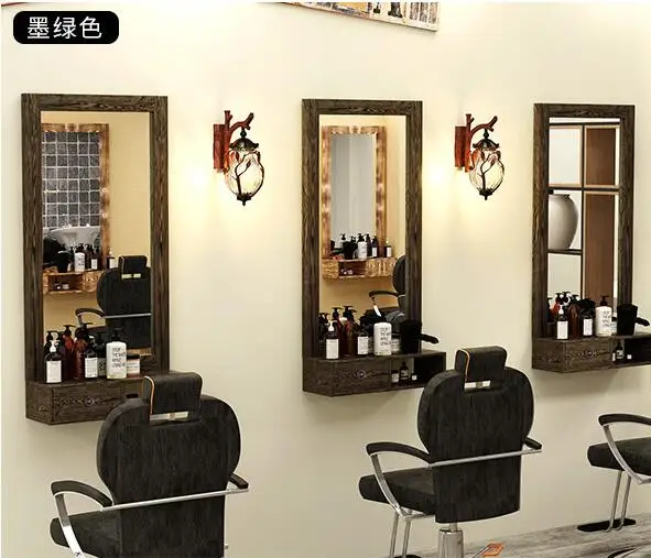 Парикмахерское зеркало, туалетный столик из цельного дерева в стиле ретро, односторонний недорогой сарай, настенный подвесной парикмахерский салон, особенные волосы