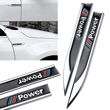 

2Pcs M Power Emblems Badge 3D Car Sticker Side Metal Knife Type Fender for BMW E46 E30 E34 E36 E39 E53 E60 E90 Car styling