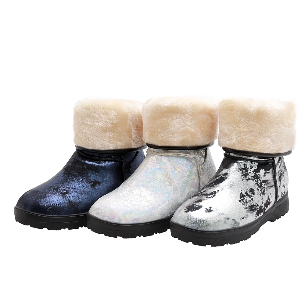 Новые женские зимние ботинки; кожаные зимние ботинки на плоской платформе; женская зимняя обувь с круглым носком; Плюшевые ботинки для девочек; цвет белый, черный; 38
