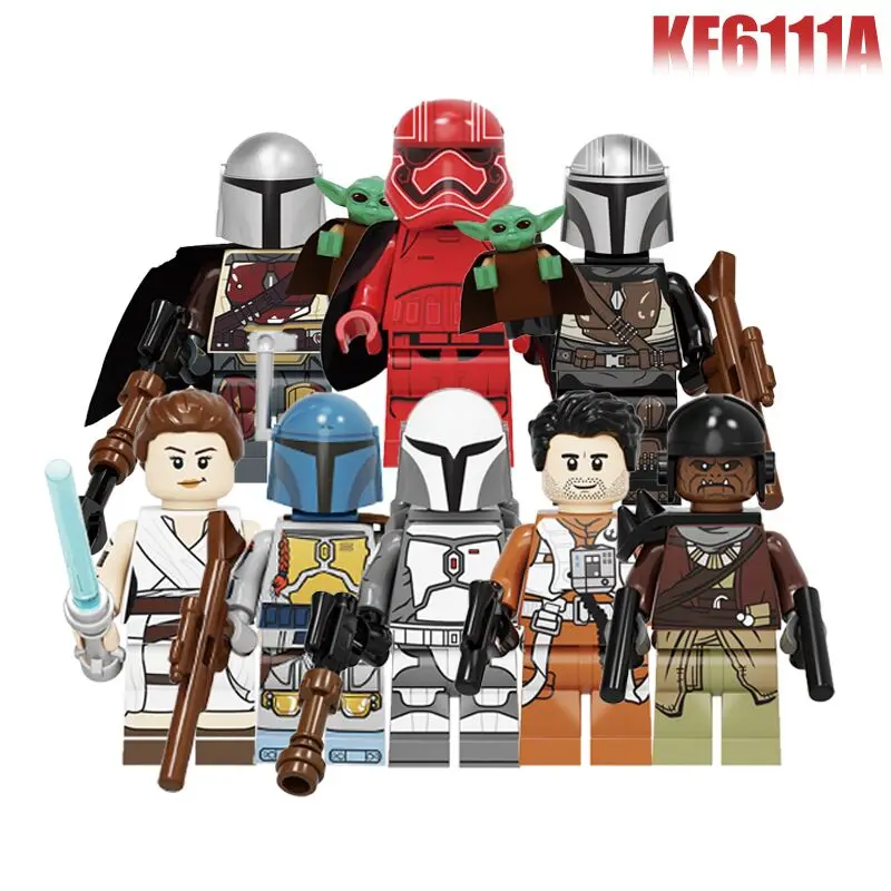 Legoed Building Blocks Space Yoda Baby Darth Vader Rey PoE Dameron Mandalorian Jango Fett Figures For Children Toys KF6111A