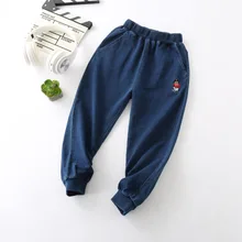 Прямые поставки; Осенние эластичные вязаные джинсы для больших мальчиков ростом 130-170 см; 7960 с медведем