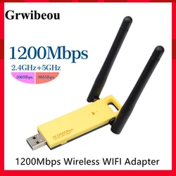 Grwibeou – adaptateur WI FI externe 1200/5 ghz, 3.0 mb/s, USB 2.4, double bande, sans fil, pour PC de bureau, ordinateur portable, Windows et MAC 