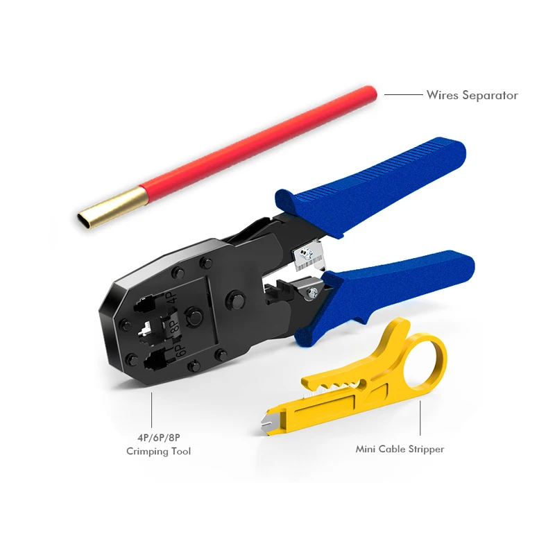 

Network Tool Kit RJ45 4P 6P 8P Modular Plug Crimping Tool Mini Cable Stripper Twist Pair Wires Separator