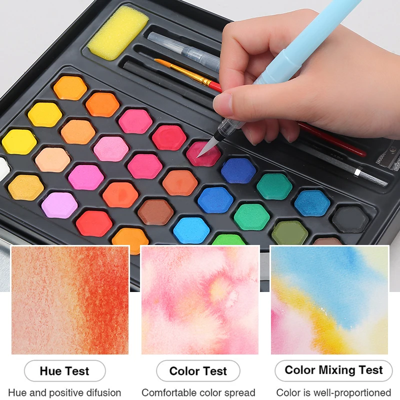 36/48 Color Professional Superior Solid Watercolor Paint Set With Water  Brush Pen Pencil Watercolor Pen Color Pigment Painting - Water Color -  AliExpress