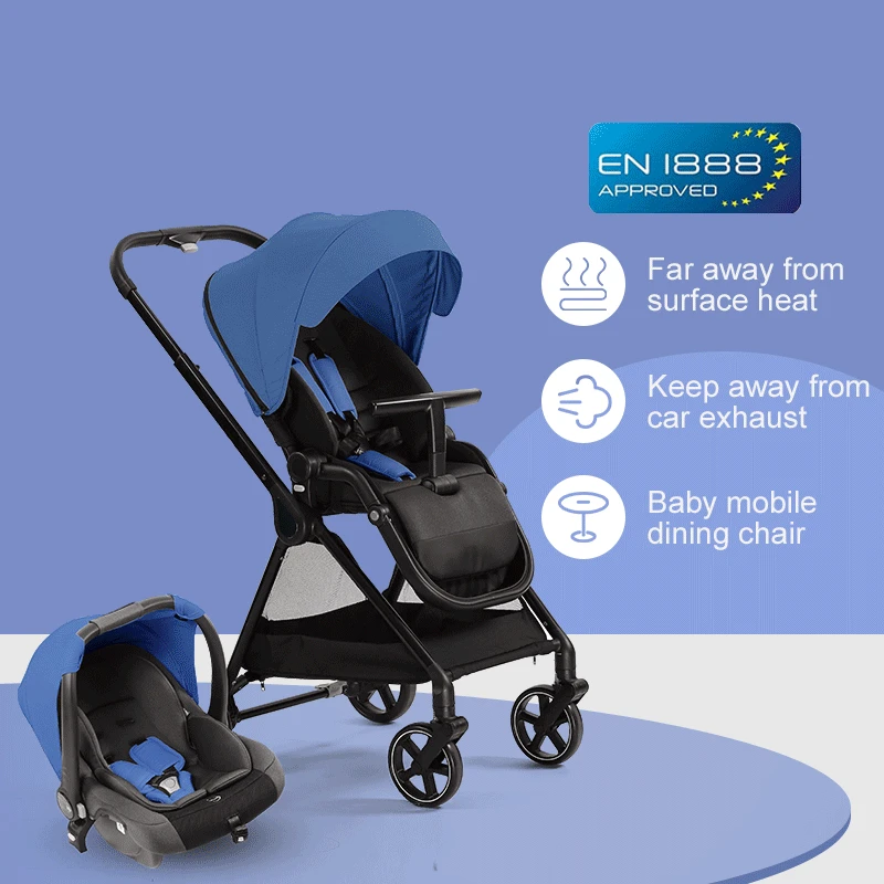 

High Landscape Baby Stroller and Basket Travel Portable Wagon Lightweight Folding Four Wheel Stroller Kids Troller Pram