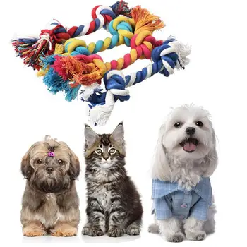 

1 Pcs Pets Dogs Cat Supplies Pet Dog Puppy Cotton Chew Knot Toy Durable Braided Bone Rope Funny Tool Random Color Home Garden