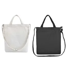 Женская сумка на плечо из чистого хлопка, холщовая складная сумка для покупок, сумка для покупок, одноцветная Экологичная многоразовая сумка для продуктов