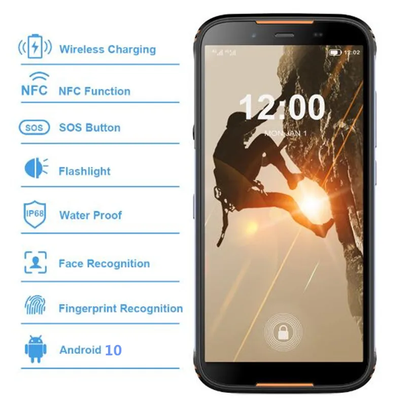 HOMTOM HT80 IP68 водонепроницаемый смартфон 4G LTE Android 10 5,5 дюймов 18:9 HD+ MT6737 NFC Беспроводная зарядка SOS мобильный телефон