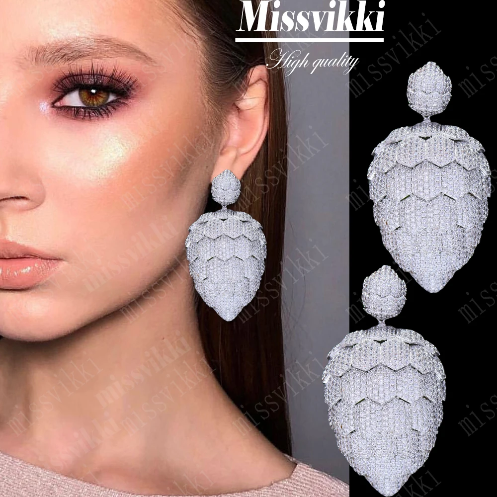 Missvikki Новое поступление Роскошные висячие серьги с большим листом и сияющими