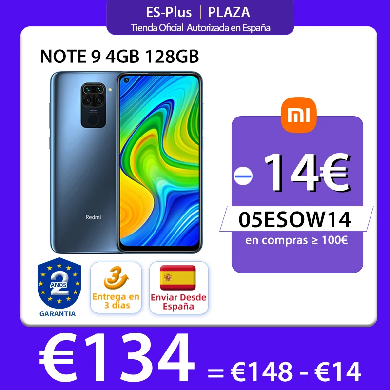 Flash Sale Xiaomi-Smartphone Redmi Note 9, versión Global, 4GB, 128GB, Quad cámara de 48MP, Helio G85, ocho núcleos, pantalla completa de 6,53 pulgadas, batería de 5020mAh VRM8AK1O6bq