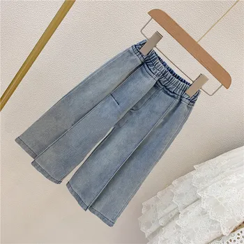 

Casual Girls Loose Pants Baby Kids Clothes Fashion Elastic Waist Girls Jeans Wide Leg Pants Girls 2-6Y