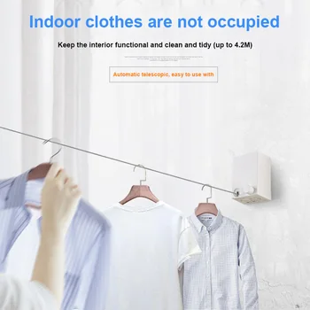 

Hot Retractable Indoor Clothes Wall Hanger Magic Drying Rack Balcony Bathroom Invisible Clothesline PLD