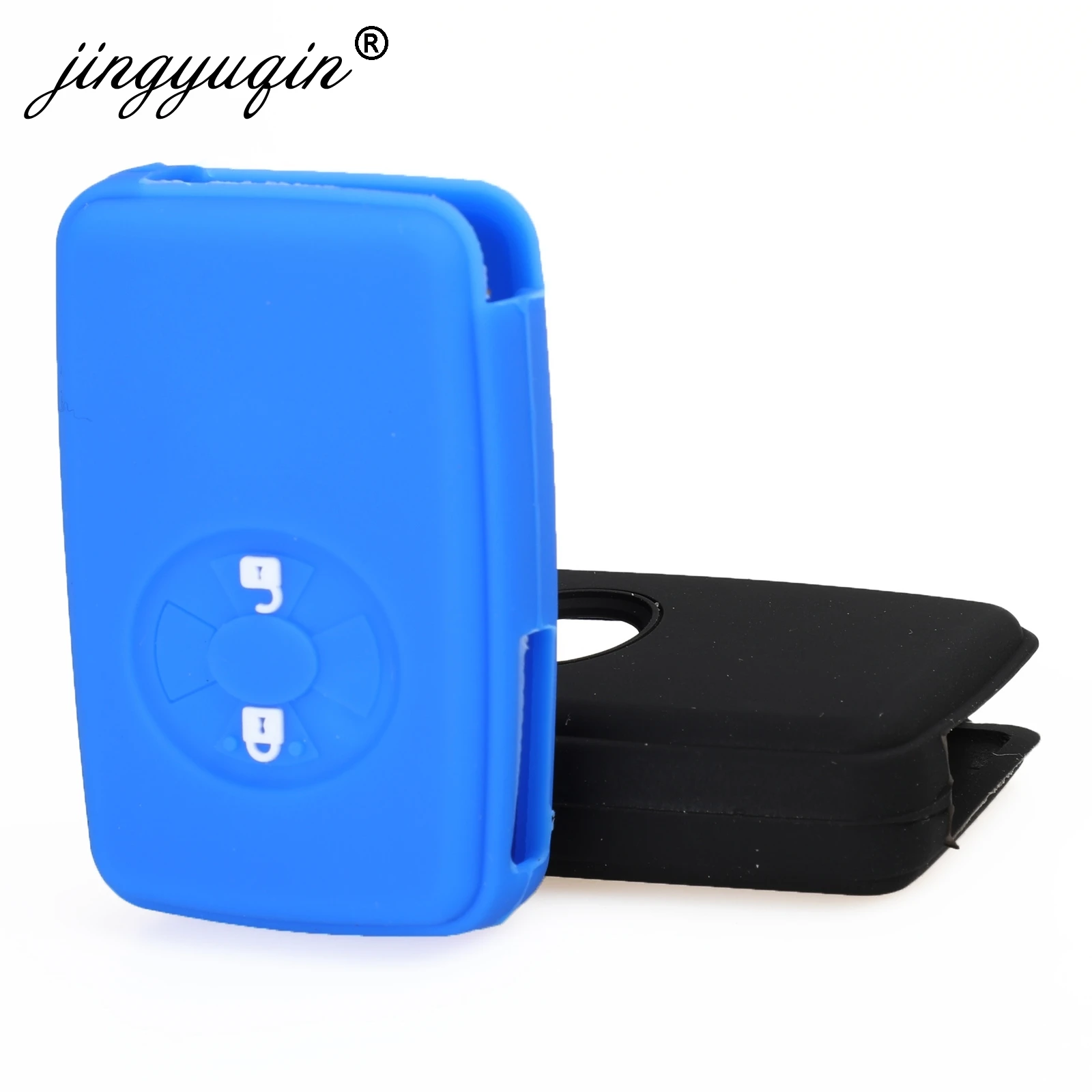

jingyuqin 2 Buttons Silicone Car Smart Key Cover For Toyota RAV4 RAV 4 Yaris Keyless Rubber Case