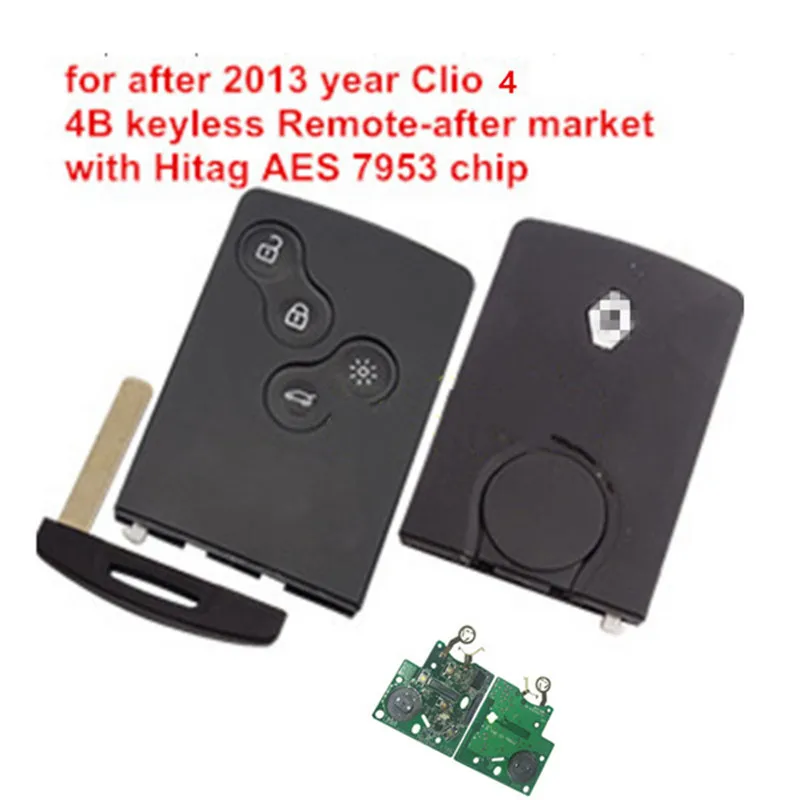 CLIO IV KEYLESS SMART KEY 4 BUTTON REMOTE KEY 434MHZ HITAG AES PCF7953 CHIP FOR RENAULT CLIO KEY 4 AFTER 2013 KEY
