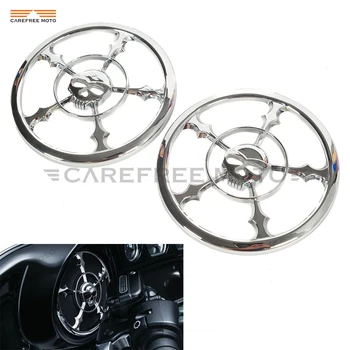 

Chrome Skull Motorcycle Speaker Grills Cover Case for Harley Electra Glide Street Glide 1996-2013