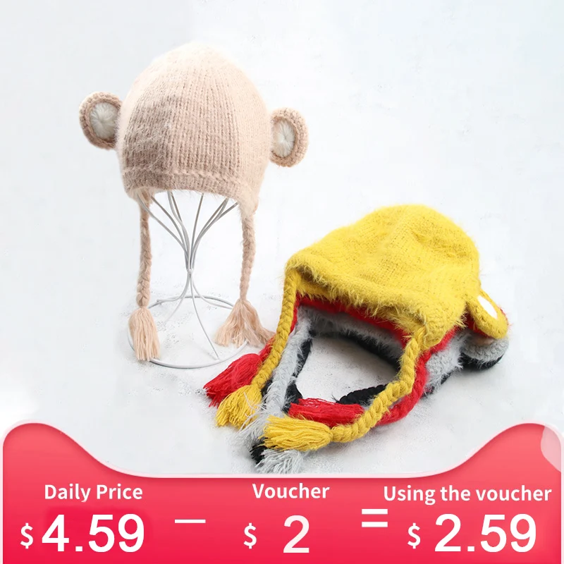 

Boys Girls Hats Kids Winter Plush Inside Caps Earmuffs Hat For Children Baby Girl Animal Shape Wool Soft Hat Baby Boys Caps
