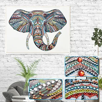 

Animal Head Elephant Special Shape Adhesive Handmade Cross Stitch Diamond Painting diamond painting full square Cartoon