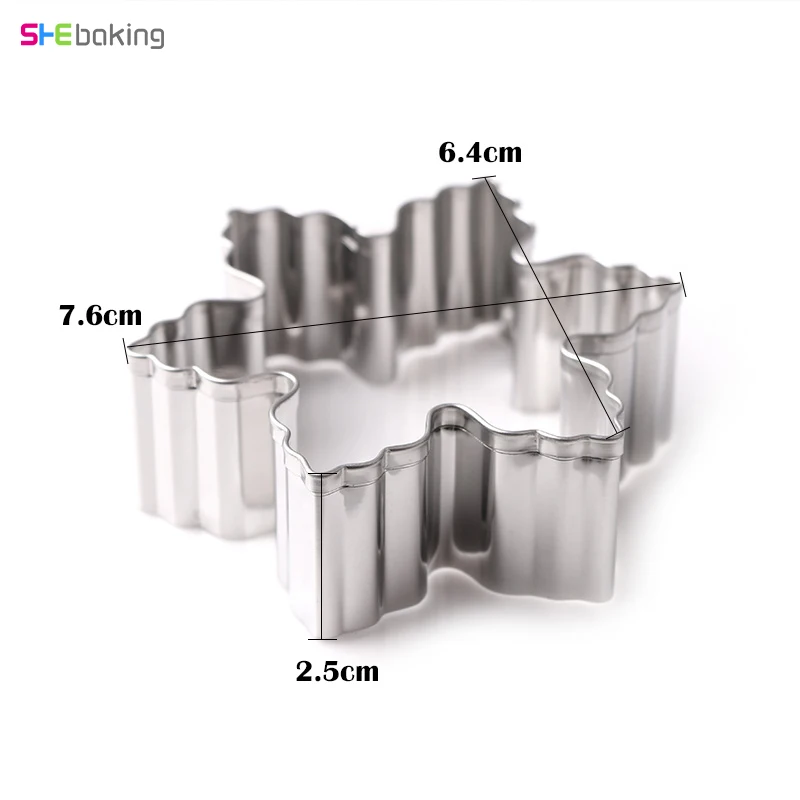 Shebaking Christmas Snowflake Cookie Cutter Mold 3d Stainless Steel Pastry Biscuit Tool Fondant Cake Baking Decoration Mold