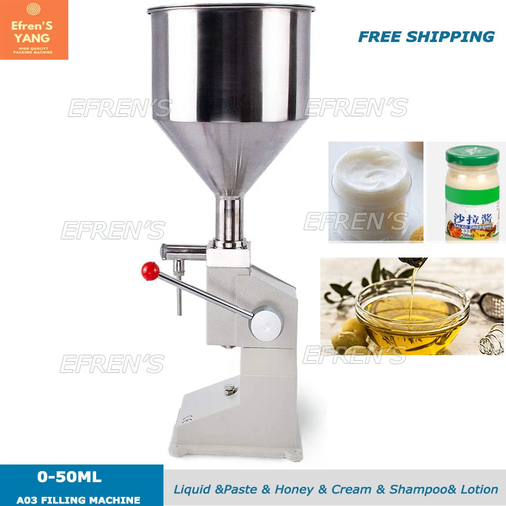 Manual Cream Bottle Liquid Filling Machine Small Paste Lipgloss Lotion  Honey Cosmetic Packing Filler Stainless Steel Body 5-50ml