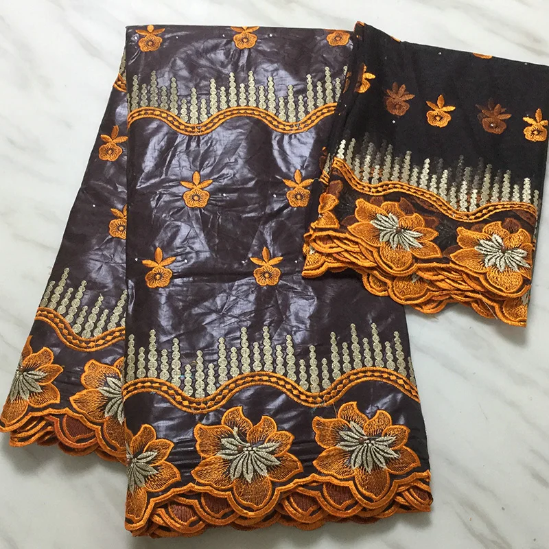 Вышитые двухцветные узоры с бисером 5 ярдов Базен Riche и 2 ярдов чистая кружевная ткань PB62 африканская восковая кружевная ткань
