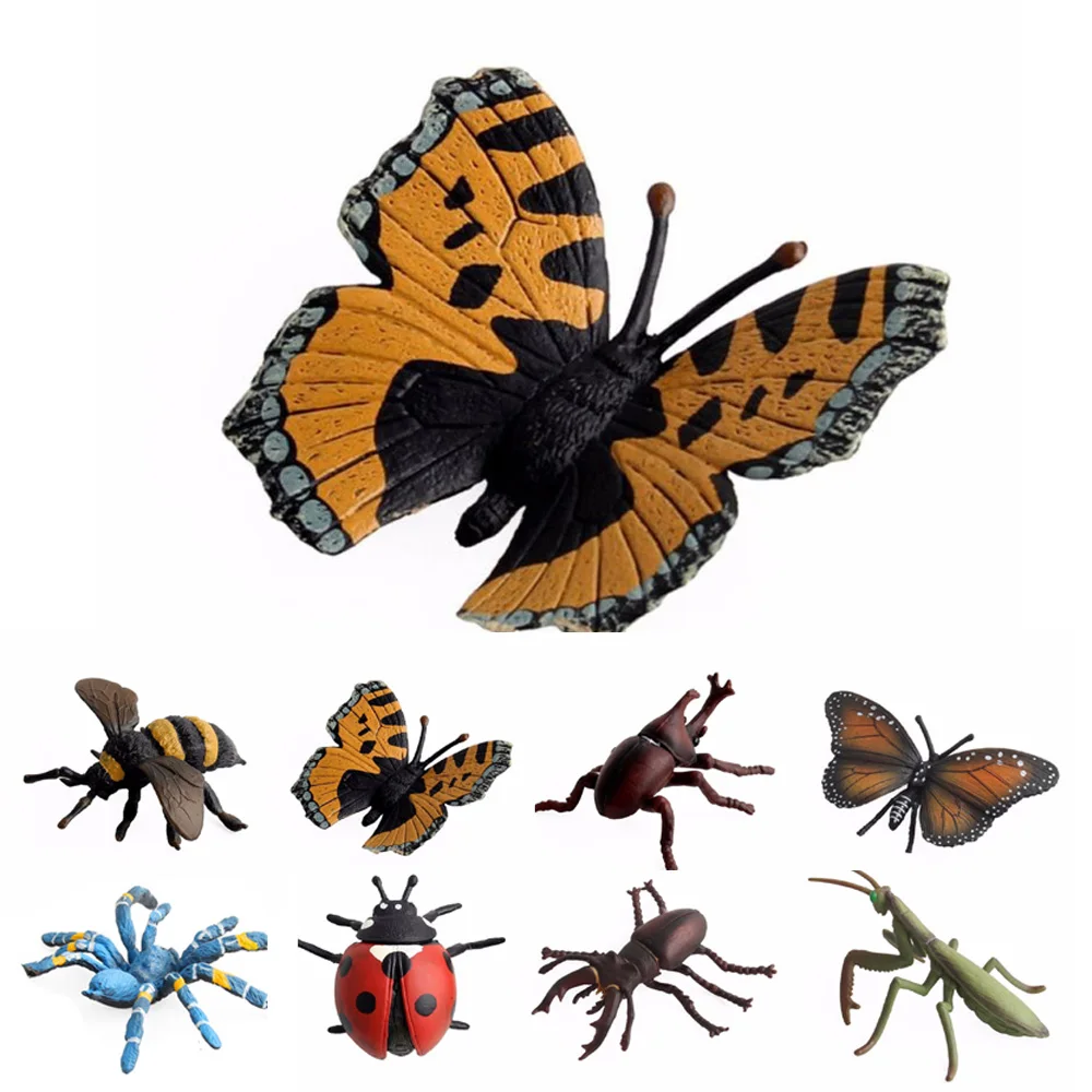 Kids Simulation Insect Cognition Toys Decoration PVC Butterfly Bee Model Early Childhood Educational Multi-Color