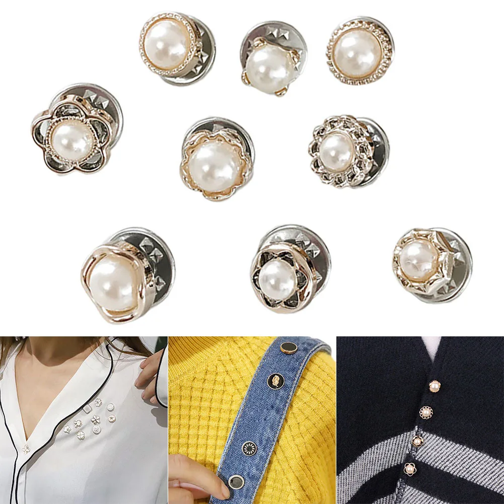

10Pcs Fashion Button Prevent Accidental Exposure Buttons Brooch Pins Badge High Quality Cufflinks Button For Clothes Decor