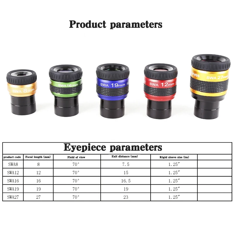 FMC 1,2" 70 градусов SWA ультра широкий угол 8 мм 12 мм 16 м 19 мм 27 мм астрономический телескоп Монокуляр Ахроматический окуляр 1,25 дюйма