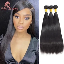 La Sra. Feliz pelo mechones recto/onda del cuerpo mechones del pelo armadura 1/2/3/4 piezas 10 "-30” brasileño virgen cabello humano para las mujeres negras