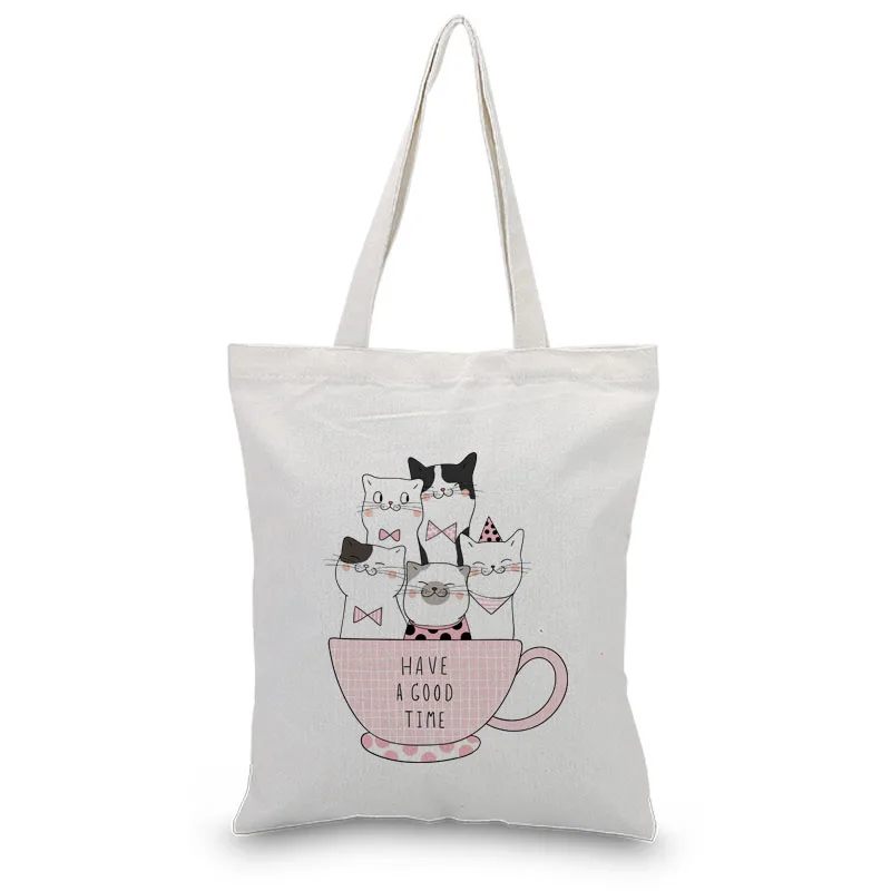 

Canvas Tote Shoulder Bags Daily Use Custom Print Logo Reusable Recycle