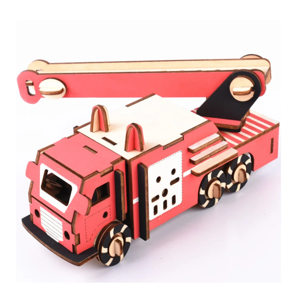

3D пазл «сделай сам», креативная 3D пожарная машина, деревянная модель, набор для строительства, игрушка, хобби, подарок для детей и взрослых P68